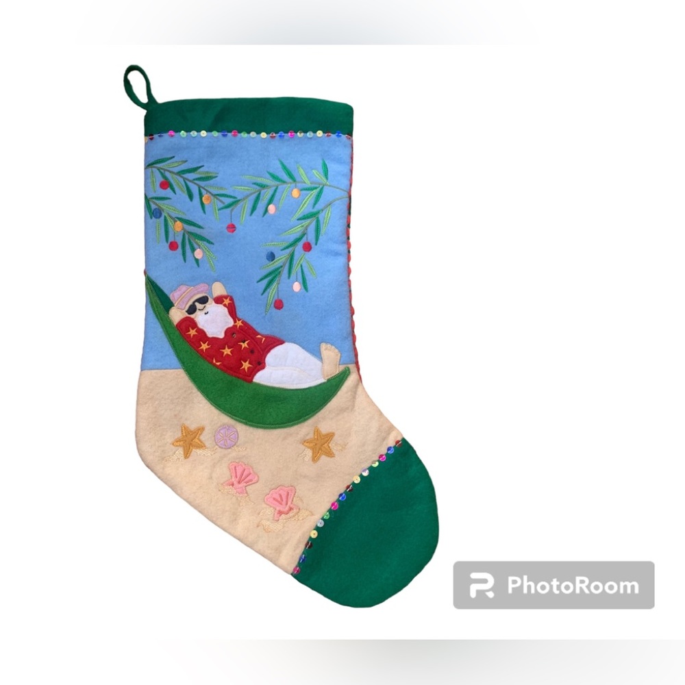 Beach Santa Christmas Stocking